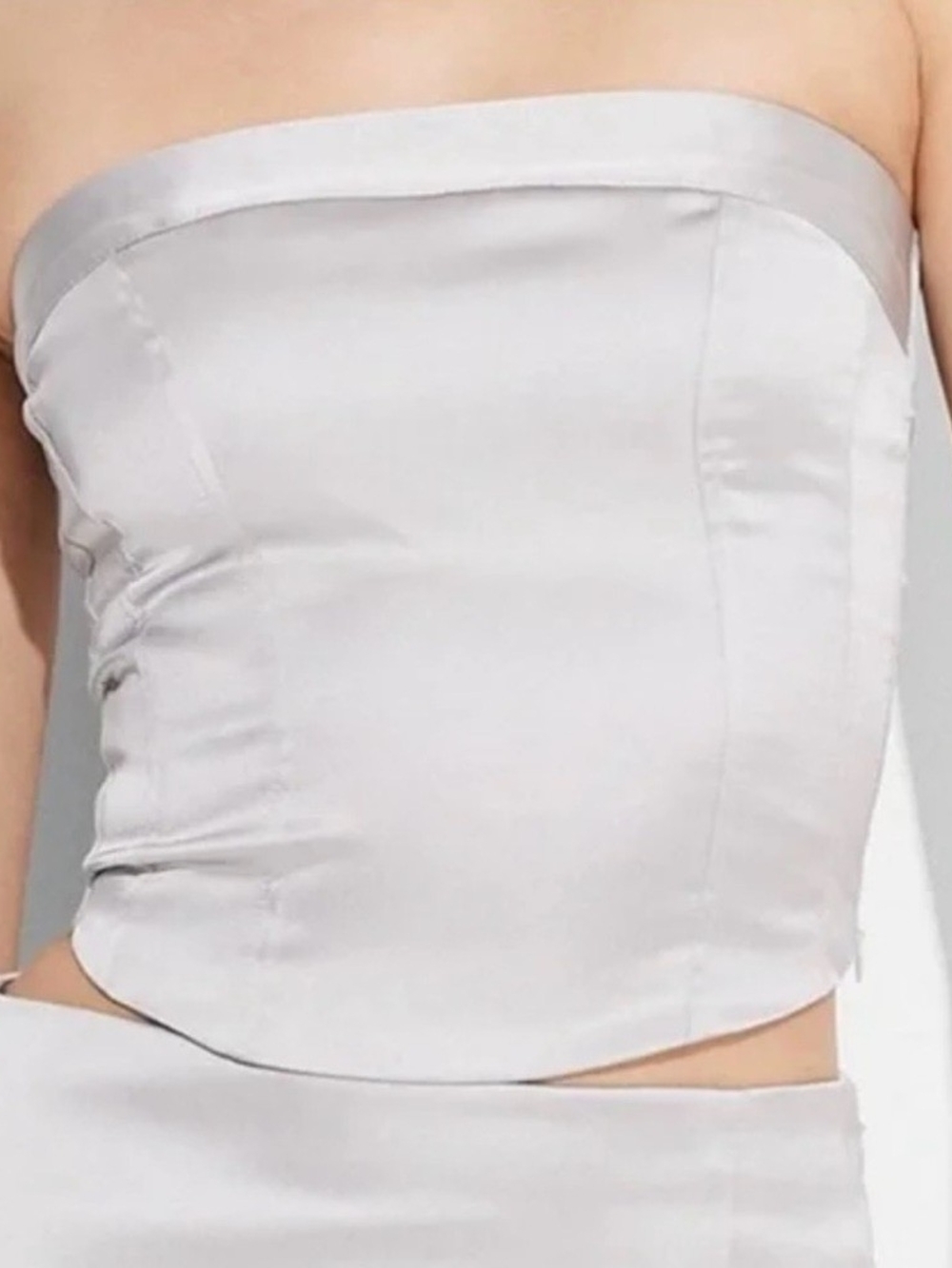 wild fable Satin Strapless Bustier Top in Light Gray